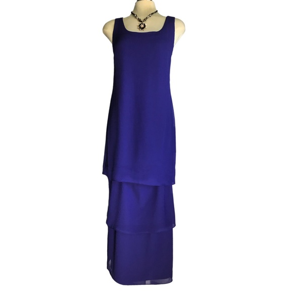 PATRA Luxury Royal Blue SleevelessLayered Maxi Dress Size 8 - Picture 5 of 12